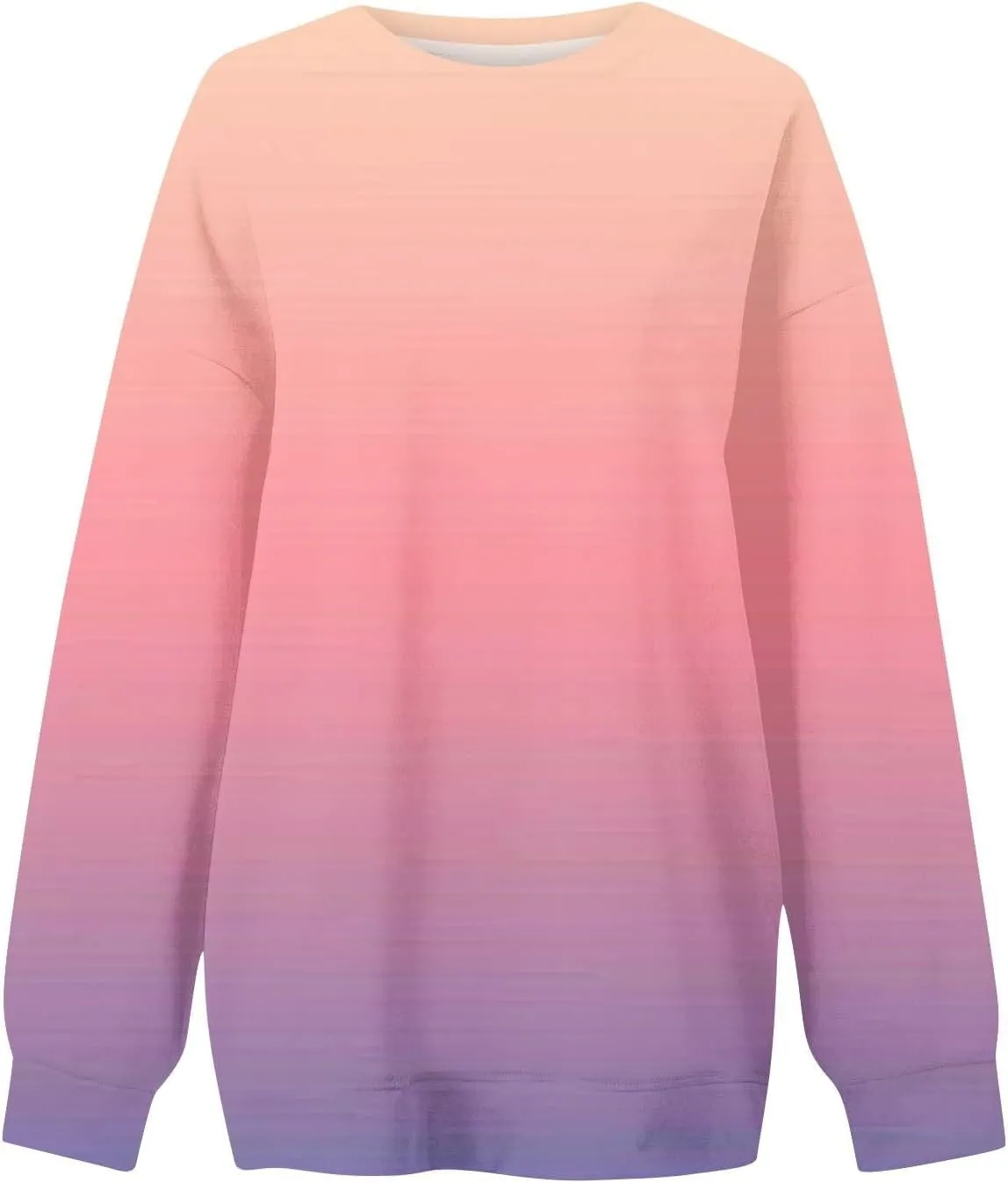 Oversized Sweatshirt for Women Gradient Color Tie-Dye Print Casual Crewneck Sweater Tops Loose Fit Long Sleeve Clothes