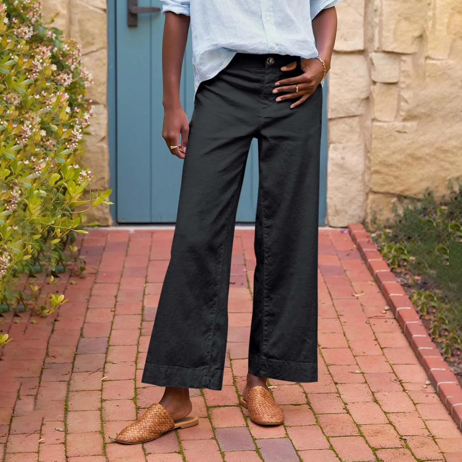 Pants for Women, Straight Leg Casual Pants Peasant Linen Comfortable Fit Trendy