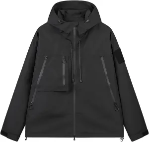 Rain Jacket Unisex Outdoor Waterproof Coat Lightweight Windbreaker Hiking Hooded Jackets Loose Fit Punch Jacket