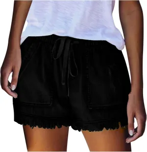 Ripped Denim Shorts for Women Trendy 2025 Summer Frayed Raw Hem Skinny Jean Shorts Dressy Casual Stretchy Jeans
