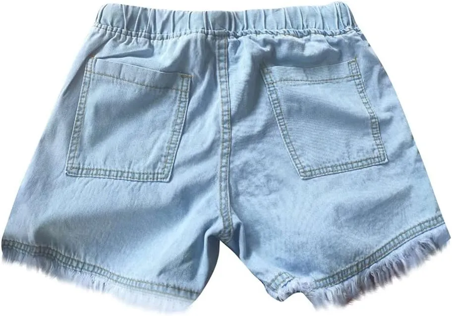 Ripped Denim Shorts for Women Trendy 2025 Summer Frayed Raw Hem Skinny Jean Shorts Dressy Casual Stretchy Jeans