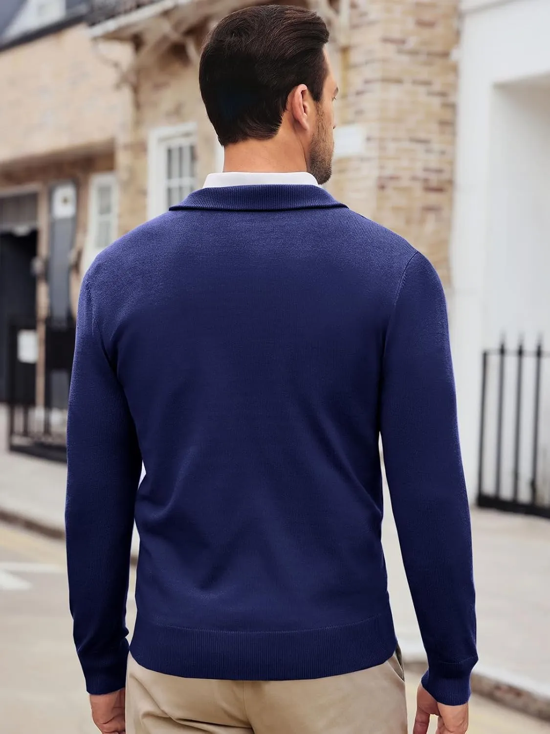 Runcati Mens Quarter Zip Sweaters Long Sleeve Slim Fit Pullover Mock Neck Casual Knit Polo Sweater