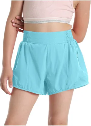 Running Shorts for Kids High Waisted Athletic Short Boys Girls Gym Workout Track Shorts Breathable Quick Dry Short
