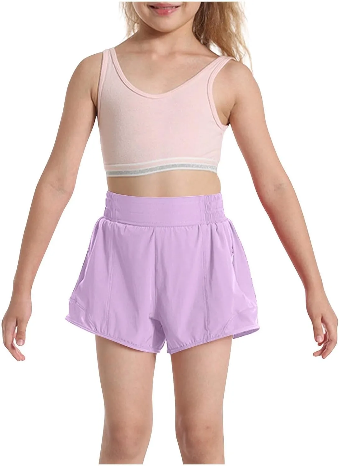 Running Shorts for Kids High Waisted Athletic Short Boys Girls Gym Workout Track Shorts Breathable Quick Dry Short
