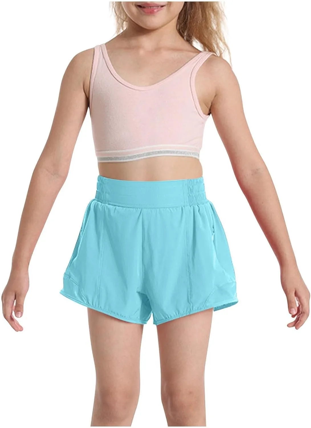 Running Shorts for Kids High Waisted Athletic Short Boys Girls Gym Workout Track Shorts Breathable Quick Dry Short