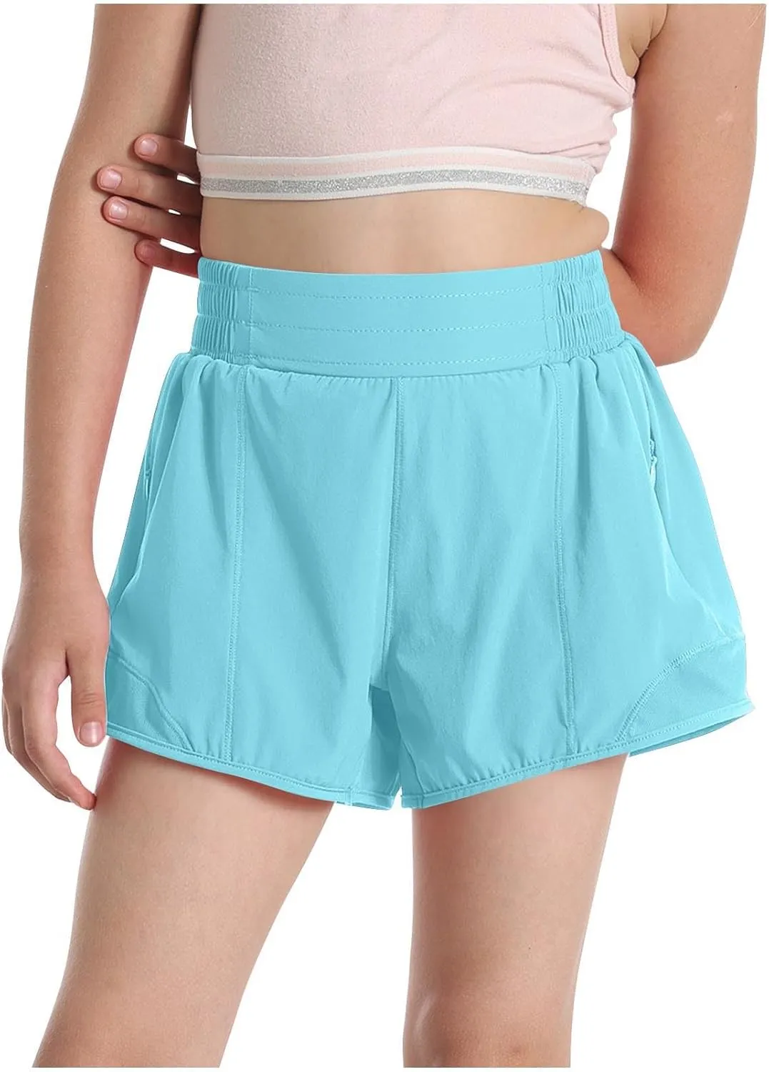 Running Shorts for Kids High Waisted Athletic Short Boys Girls Gym Workout Track Shorts Breathable Quick Dry Short