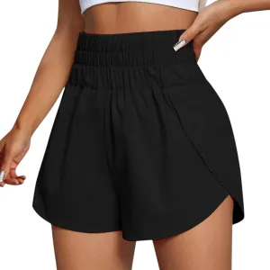 Running Shorts for Women High Waisted Dolphin Split Gym Workout Athletic Track Shorts with Mesh Liner Quick Dry