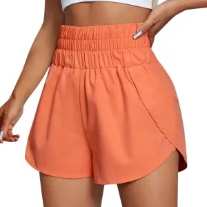 Running Shorts for Women High Waisted Dolphin Split Gym Workout Athletic Track Shorts with Mesh Liner Quick Dry