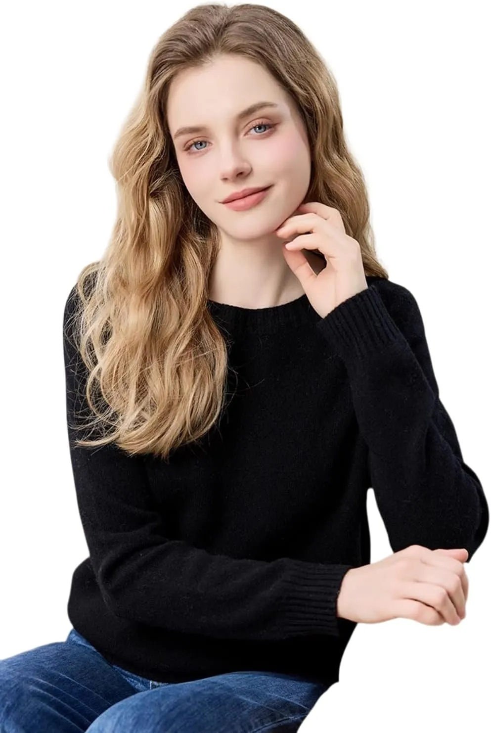 SheKiss 2024 Womens Fall Pullover Cropped Sweaters Tops Grey Long Sleeves Fashion Cashmere Sweater Crewneck Trendy Outfits