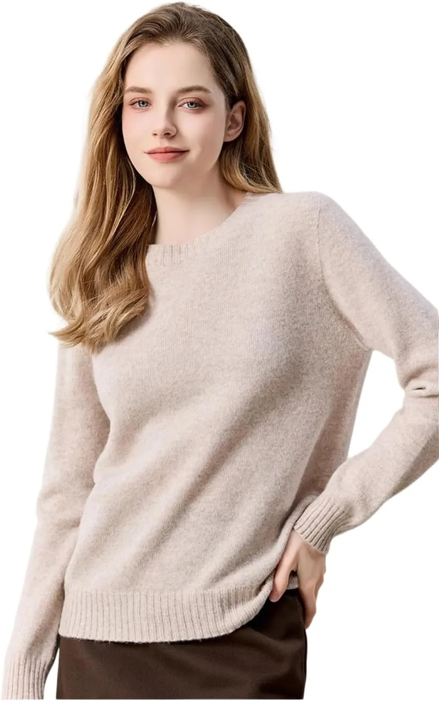 SheKiss 2024 Womens Fall Pullover Cropped Sweaters Tops Grey Long Sleeves Fashion Cashmere Sweater Crewneck Trendy Outfits