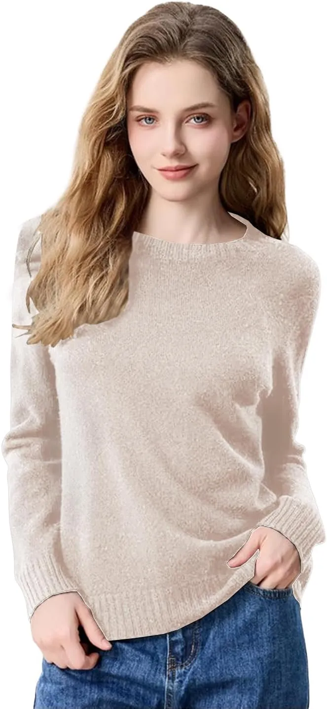 SheKiss 2024 Womens Fall Pullover Cropped Sweaters Tops Grey Long Sleeves Fashion Cashmere Sweater Crewneck Trendy Outfits