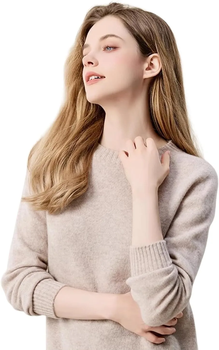 SheKiss 2024 Womens Fall Pullover Cropped Sweaters Tops Grey Long Sleeves Fashion Cashmere Sweater Crewneck Trendy Outfits