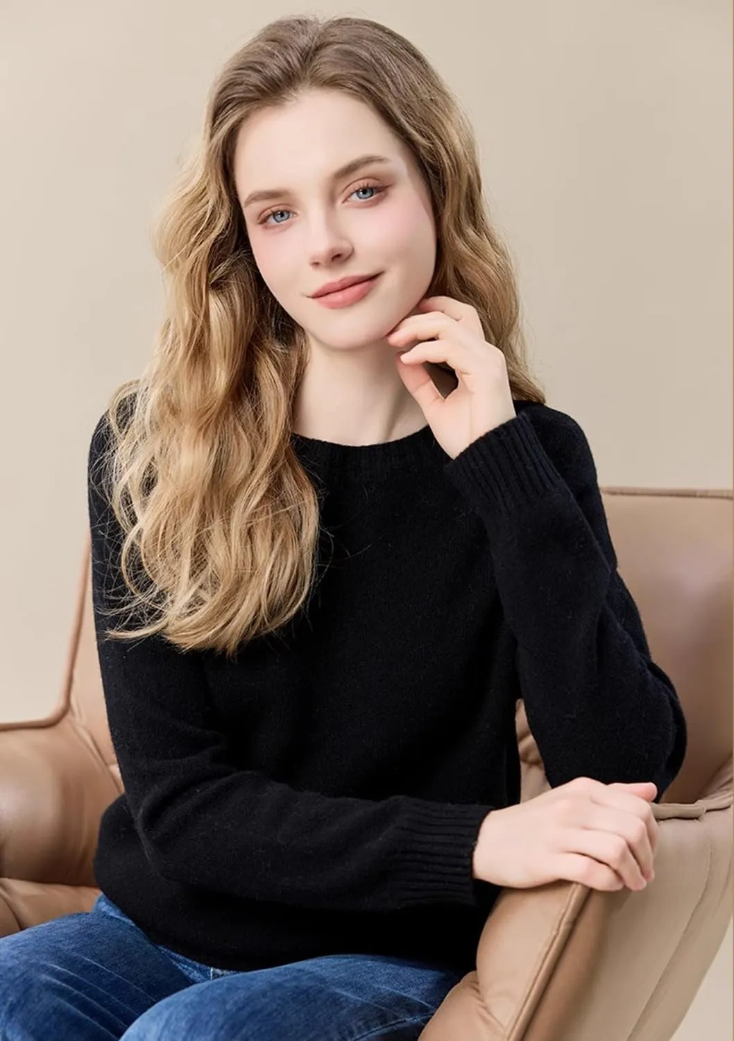 SheKiss 2024 Womens Fall Pullover Cropped Sweaters Tops Grey Long Sleeves Fashion Cashmere Sweater Crewneck Trendy Outfits