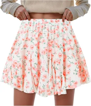Skirts for Women Trendy Vintage Bohemian Floral Print High Elastic Waist Loose A Line Trendy Pleated Maxi Skirts