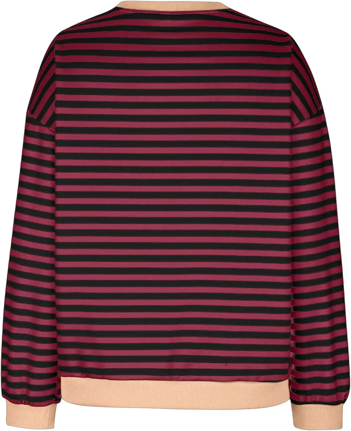 Striped Color Block Sweatshirt for Women Oversized Casual Crewneck Tops Long Sleeve Fleece Fashion Loose Fit Sweater