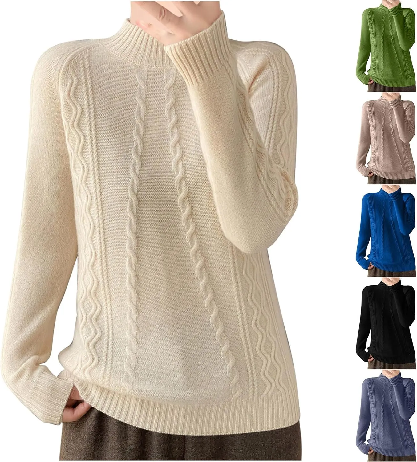 Striped Sweater for Women Striped Color Block Cable Knit Sweaters Spring Long Sleeve Crew Neck Loose Pullover Tops