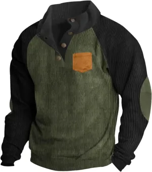 Stylish Mens Sweatshirt With Elbow Patches Cozy And Durable Winter For Casual Wear And Layering