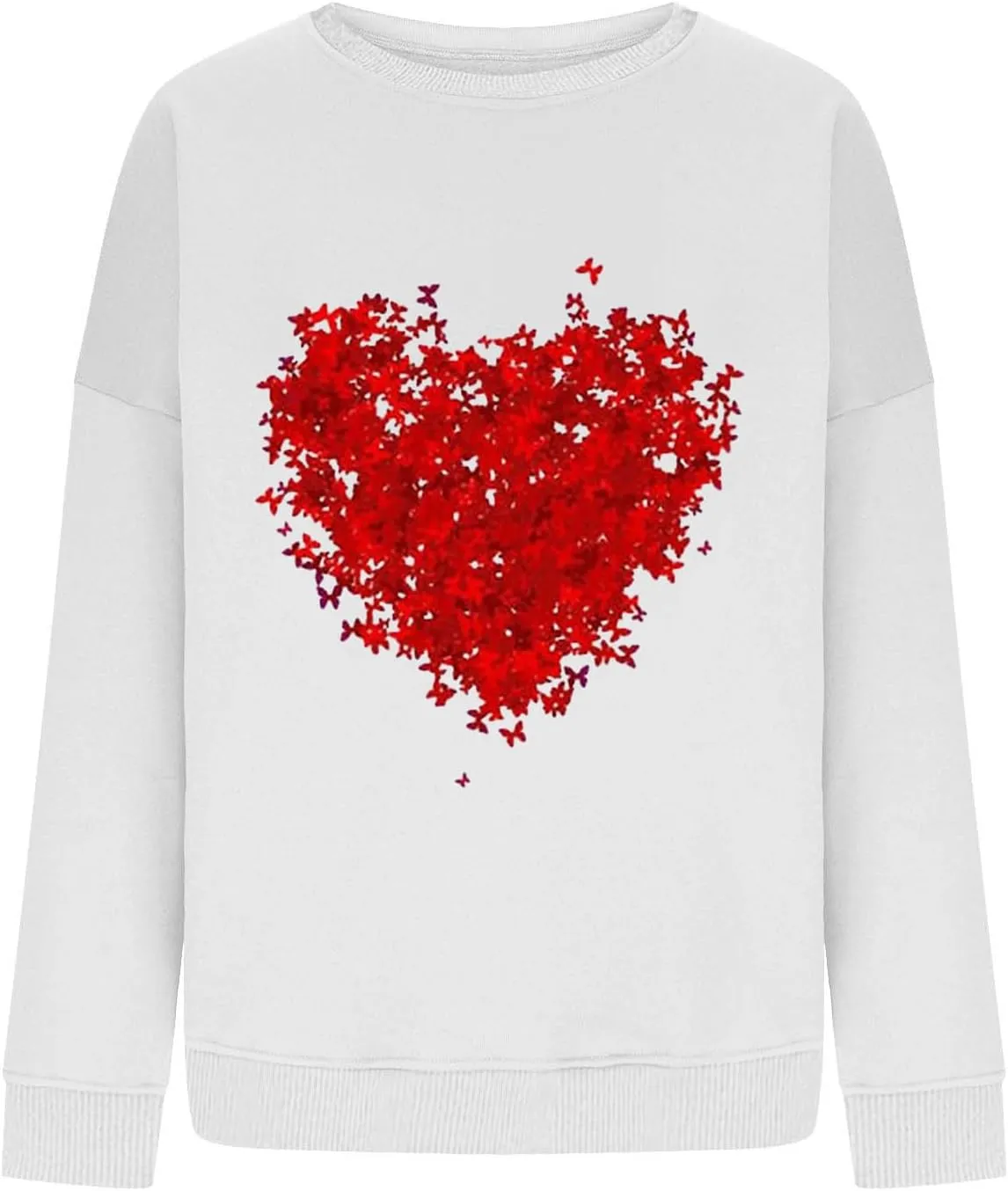 Sweatshirt for Women Trendy Oversized Love Heart Print Crewneck Casual Long Sleeve Sweater Fleece Fsashion Fall Tops
