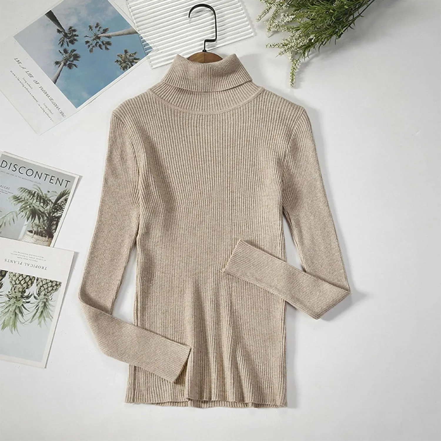Turtle Necks Sweaters for Women Slim Fit Ribbed Knitted Tops Pullover Casual Long Sleeve Midweight Thermal Shirts