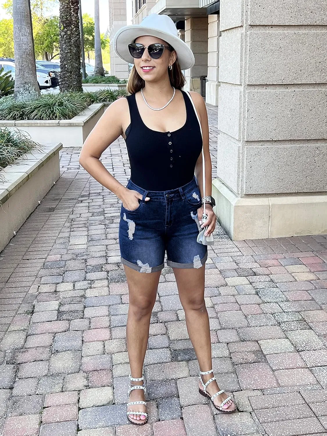 Utyful Jean Shorts Womens High Waisted Casual Summer Ripped Denim Shorts Stretchy Jean Shorts