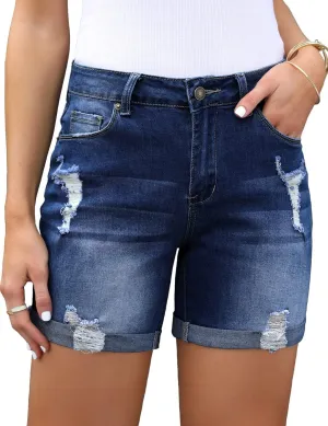 Utyful Jean Shorts Womens High Waisted Casual Summer Ripped Denim Shorts Stretchy Jean Shorts