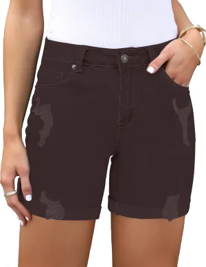 Utyful Jean Shorts Womens High Waisted Casual Summer Ripped Denim Shorts Stretchy Jean Shorts