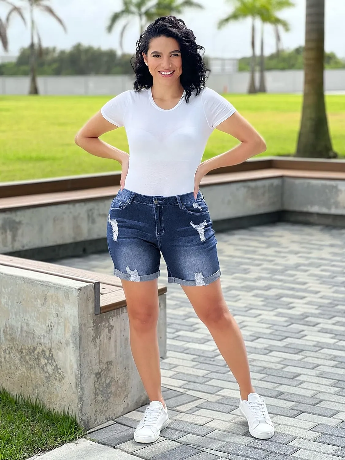 Utyful Jean Shorts Womens High Waisted Casual Summer Ripped Denim Shorts Stretchy Jean Shorts