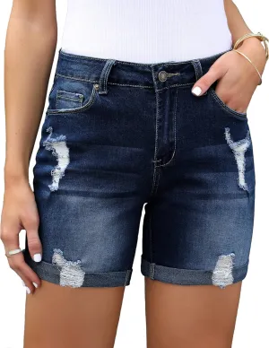 Utyful Jean Shorts Womens High Waisted Casual Summer Ripped Denim Shorts Stretchy Jean Shorts
