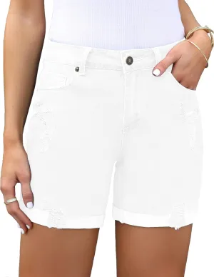 Utyful Jean Shorts Womens High Waisted Casual Summer Ripped Denim Shorts Stretchy Jean Shorts