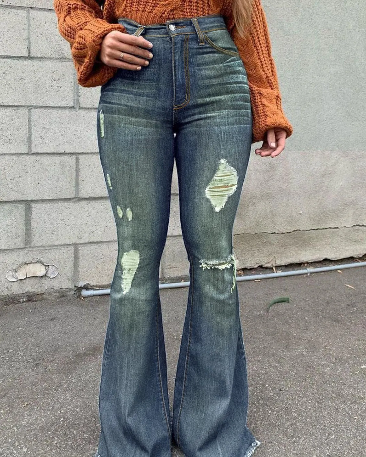 Vintage Bell Bottoms Flare Jeans for Women 90s High Waist Ripped Distressed Wide Leg High Rise Denim Pants