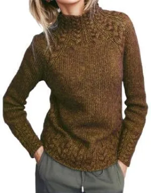 Vintage Mock Neck Sweaters for Women Trendy Fall Long Sleeves Cable Knit Tops Dressy Casual Women's Pullover Sweater