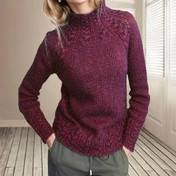 Vintage Mock Neck Sweaters for Women Trendy Fall Long Sleeves Cable Knit Tops Dressy Casual Women's Pullover Sweater