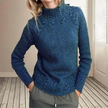 Vintage Mock Neck Sweaters for Women Trendy Fall Long Sleeves Cable Knit Tops Dressy Casual Women's Pullover Sweater