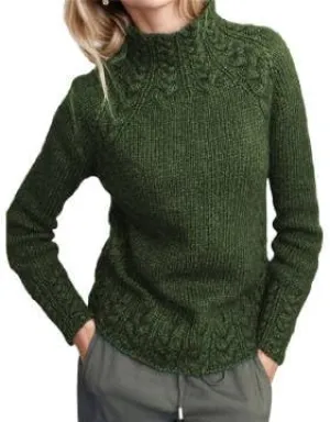 Vintage Mock Neck Sweaters for Women Trendy Fall Long Sleeves Cable Knit Tops Dressy Casual Women's Pullover Sweater