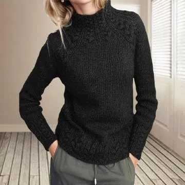 Vintage Mock Neck Sweaters for Women Trendy Fall Long Sleeves Cable Knit Tops Dressy Casual Women's Pullover Sweater