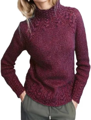 Vintage Mock Neck Sweaters for Women Trendy Fall Long Sleeves Cable Knit Tops Dressy Casual Women's Pullover Sweater