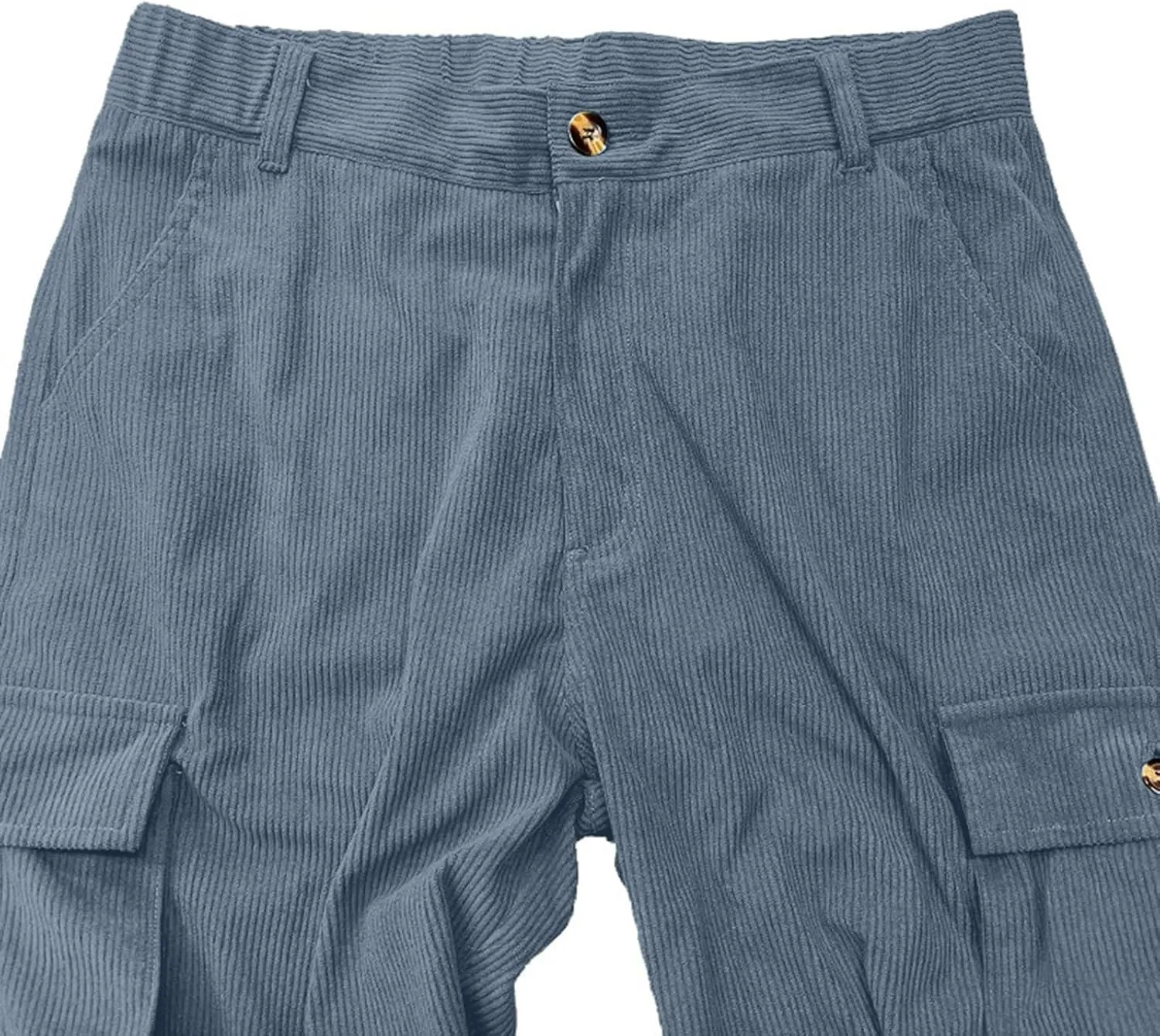 WENKOMG1 Mens Corduroy Cargo Pants Multi Pockets Straight Leg Outdoor Work Pants Retro Style Workwear