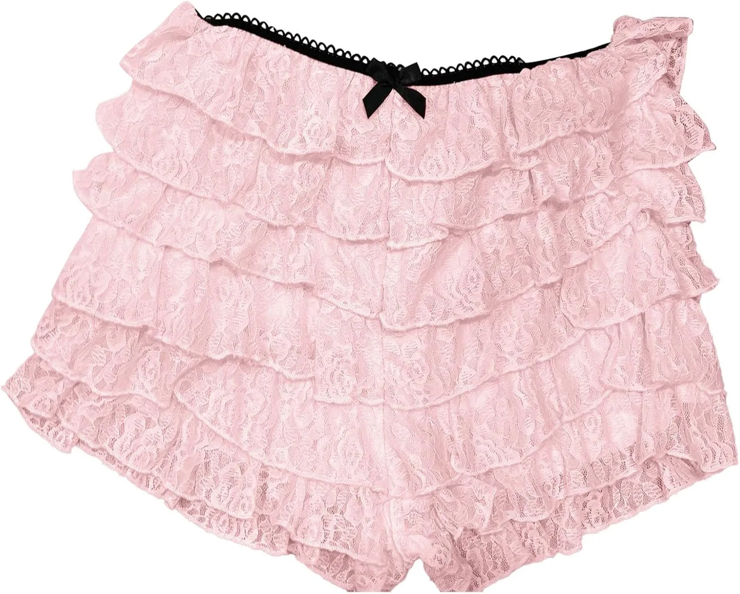 White Ruffle Shorts for Women Lace Mini Skirts Bow Shorts Low Rise Layered Skirts Y2k Short Skirt