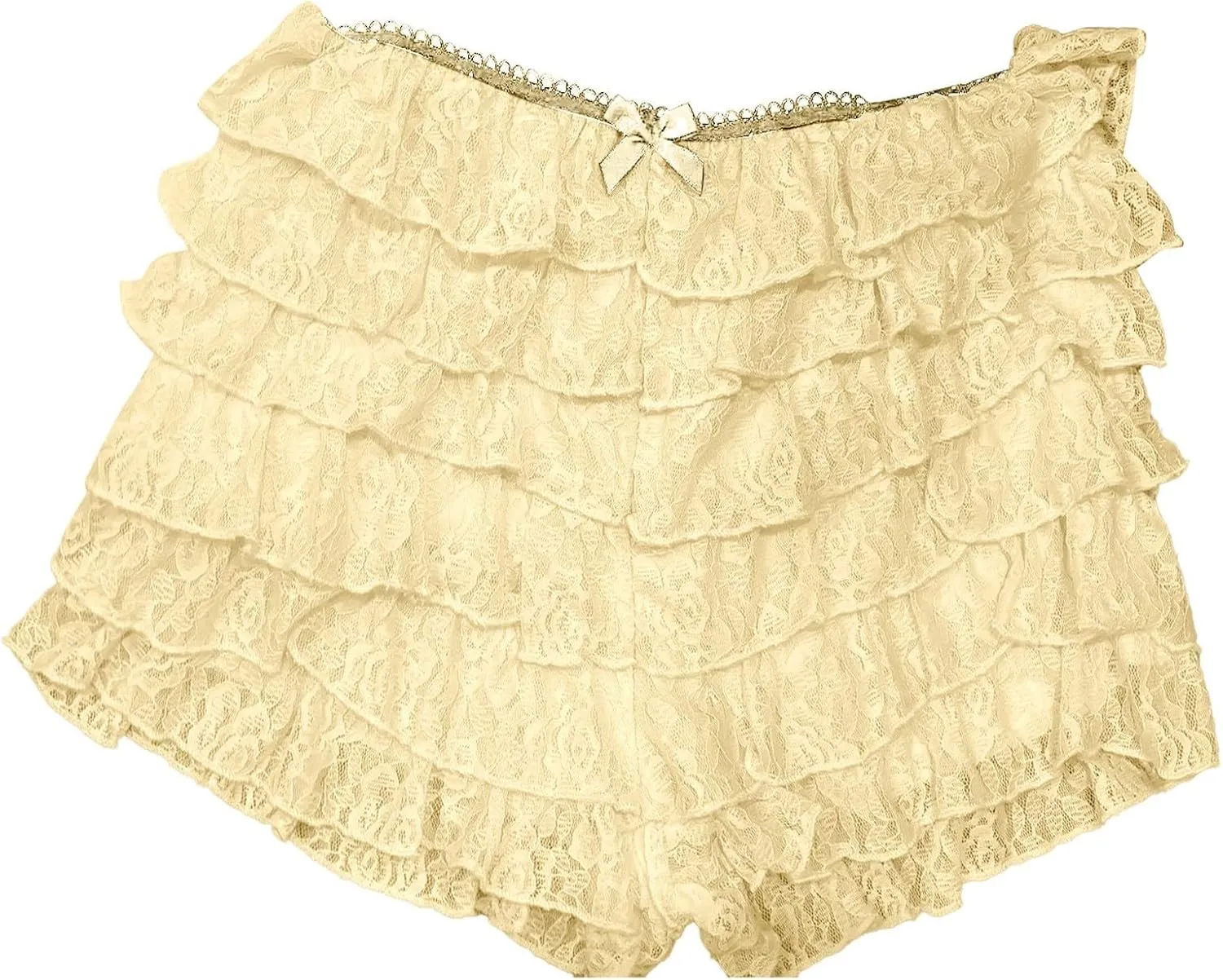 White Ruffle Shorts for Women Lace Mini Skirts Bow Shorts Low Rise Layered Skirts Y2k Short Skirt