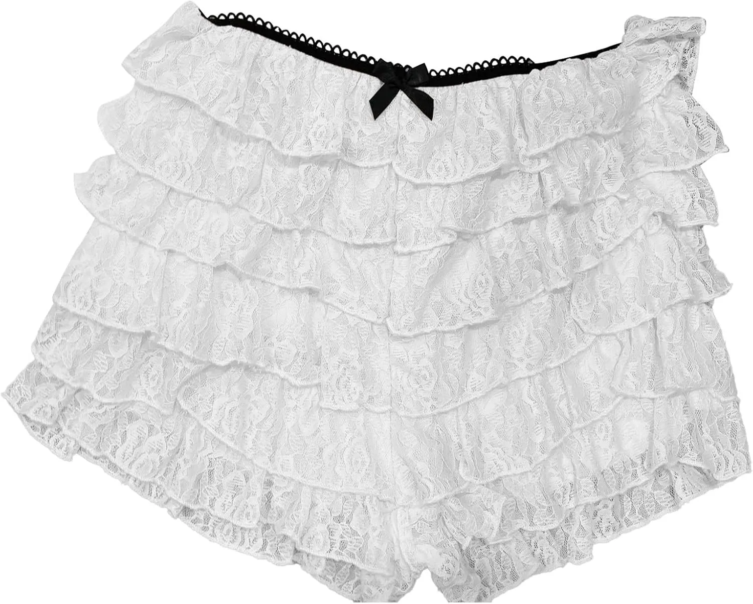 White Ruffle Shorts for Women Lace Mini Skirts Bow Shorts Low Rise Layered Skirts Y2k Short Skirt