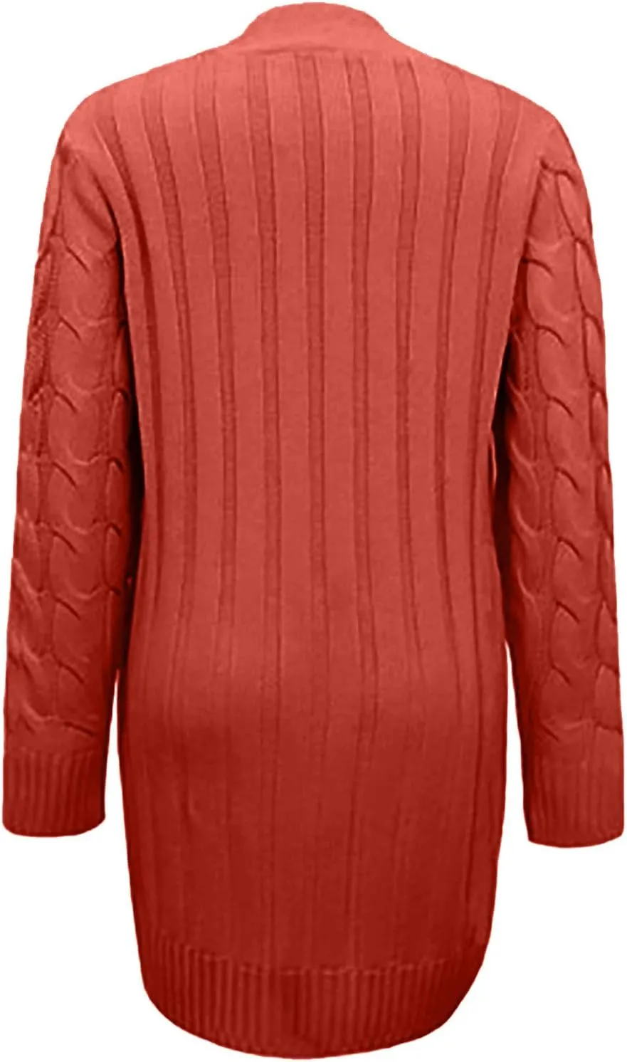 Wkishenl Women's Long Sleeve Cable Knit Long Cardigan Winter Fall Fashion Button Down Open Front Long Sweaters with Pockets