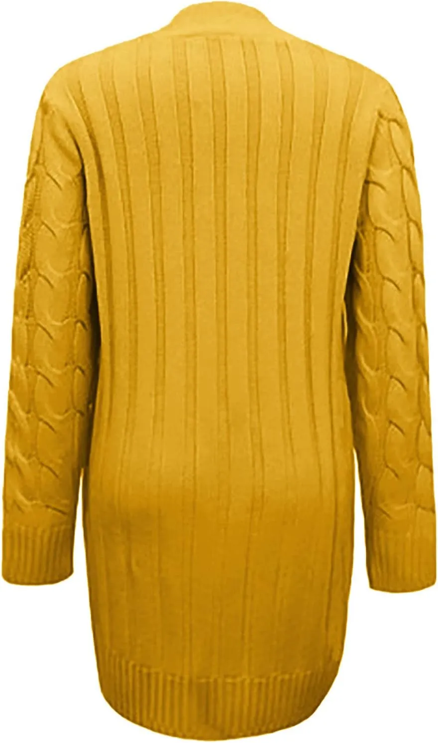 Wkishenl Women's Long Sleeve Cable Knit Long Cardigan Winter Fall Fashion Button Down Open Front Long Sweaters with Pockets