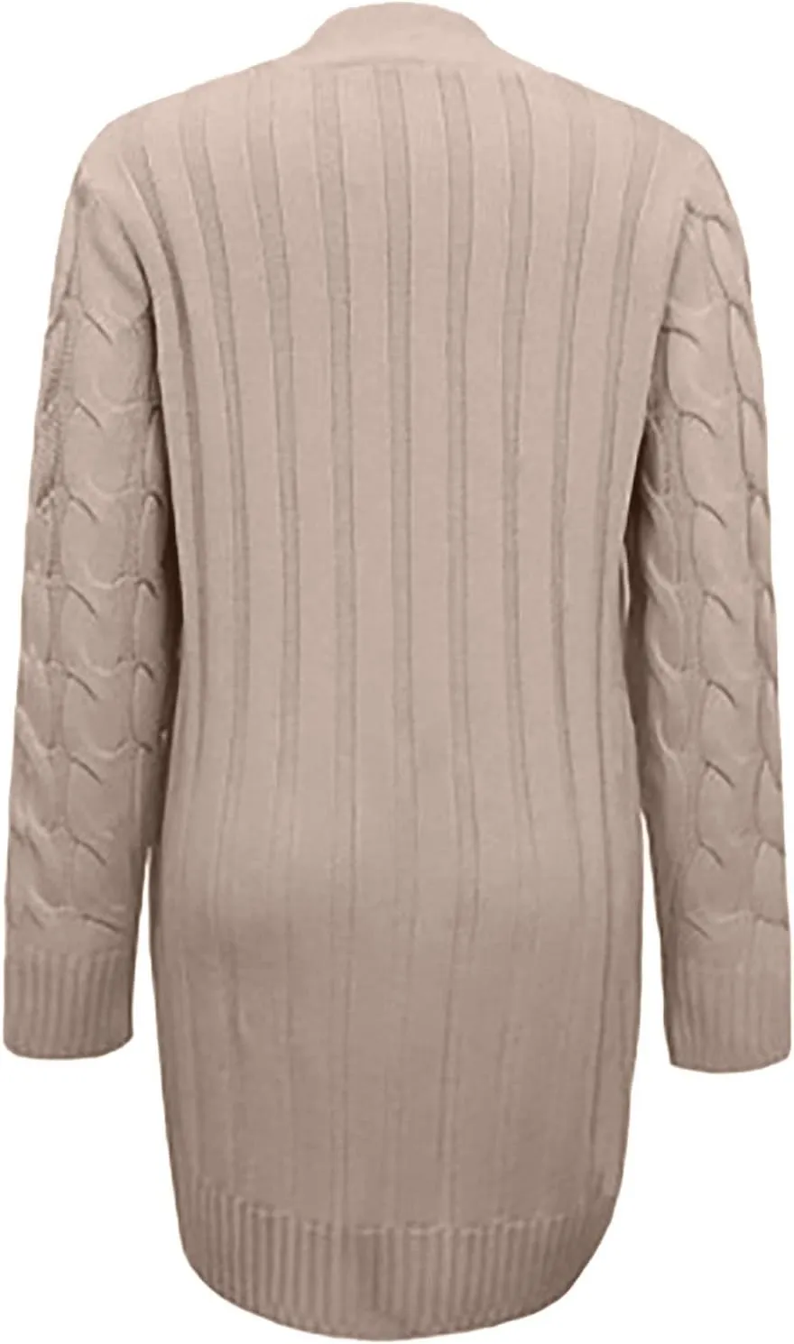 Wkishenl Women's Long Sleeve Cable Knit Long Cardigan Winter Fall Fashion Button Down Open Front Long Sweaters with Pockets