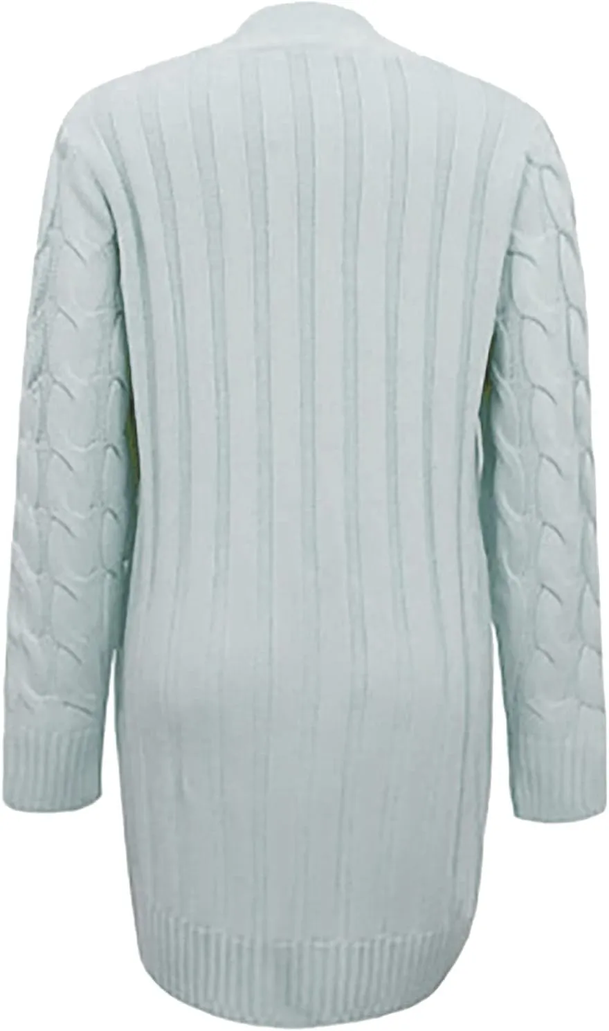 Wkishenl Women's Long Sleeve Cable Knit Long Cardigan Winter Fall Fashion Button Down Open Front Long Sweaters with Pockets
