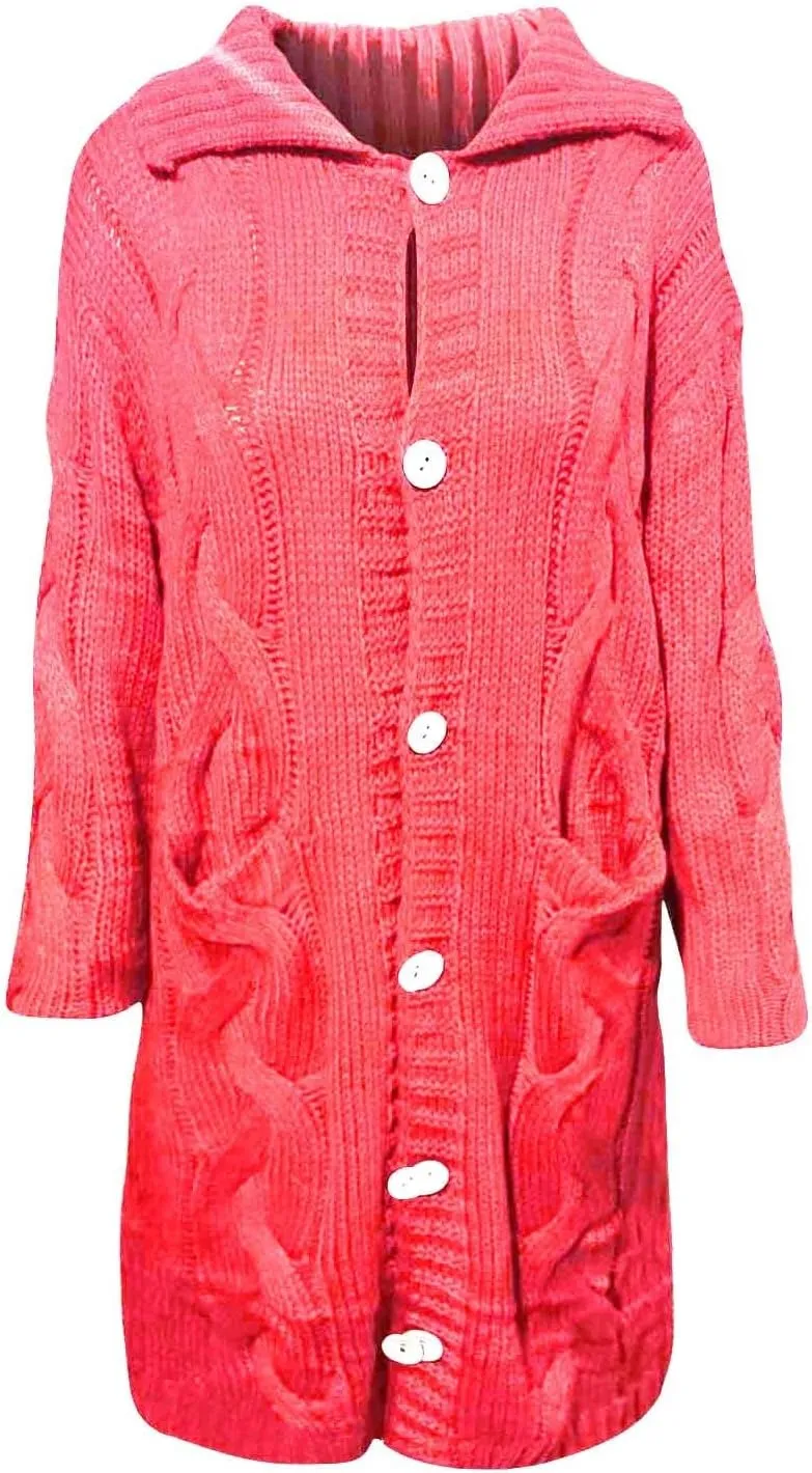 Wkishenl Women's Long Sleeve Cardigan Sweaters Oversized Button Down Cable Knit Coats Casual Open Front Long Sleeve Outerwear