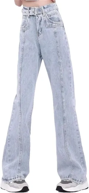 Woman High Waist Leg Jeans High Street Denim Straight Leg Pants Streetwear Trousers