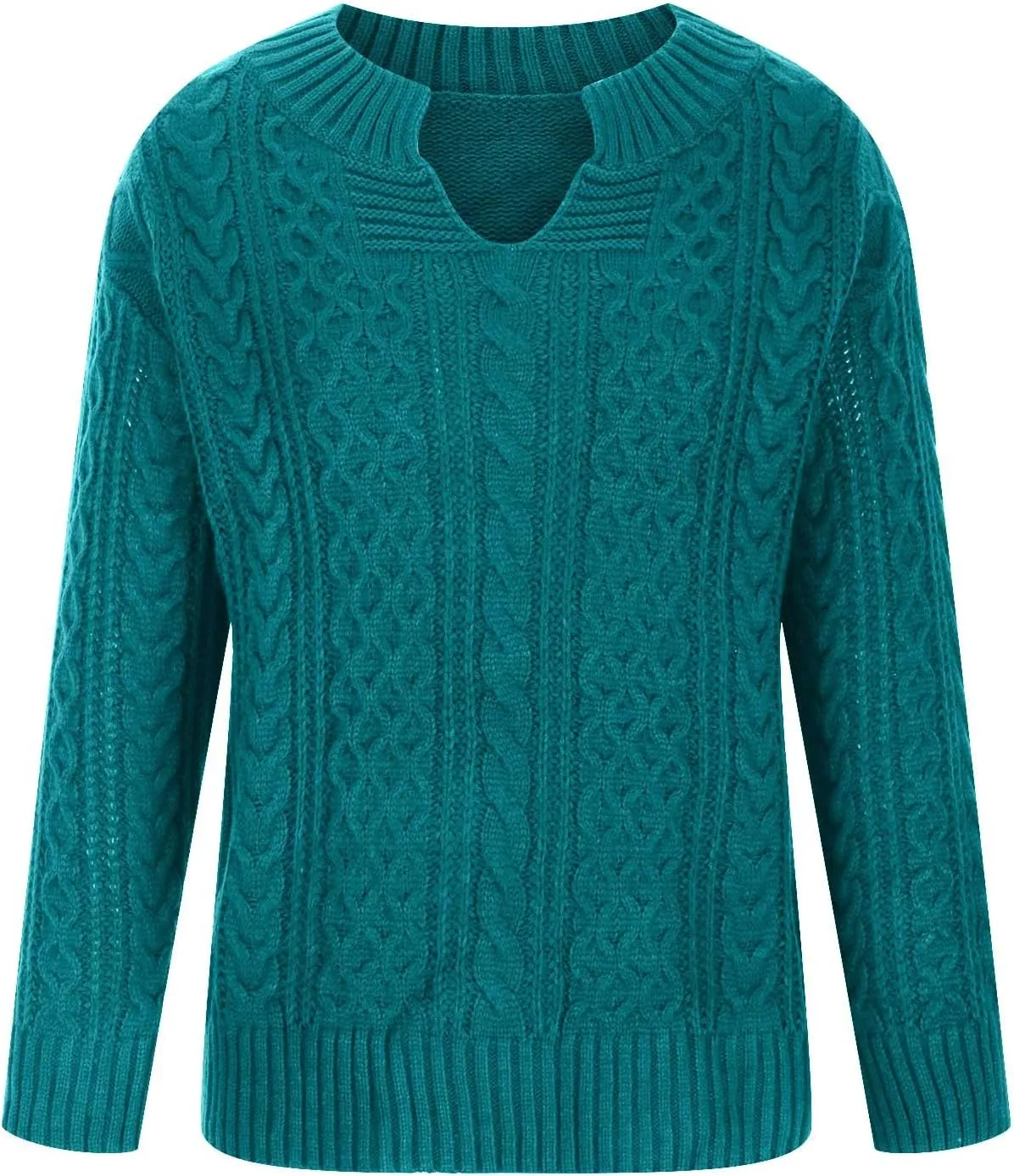 Women Cable Knitted Sweaters 2023 Fall V Neck Chunky Ribbed Sweaters Oversized Pullover Jumper Tops Fashion Outfits