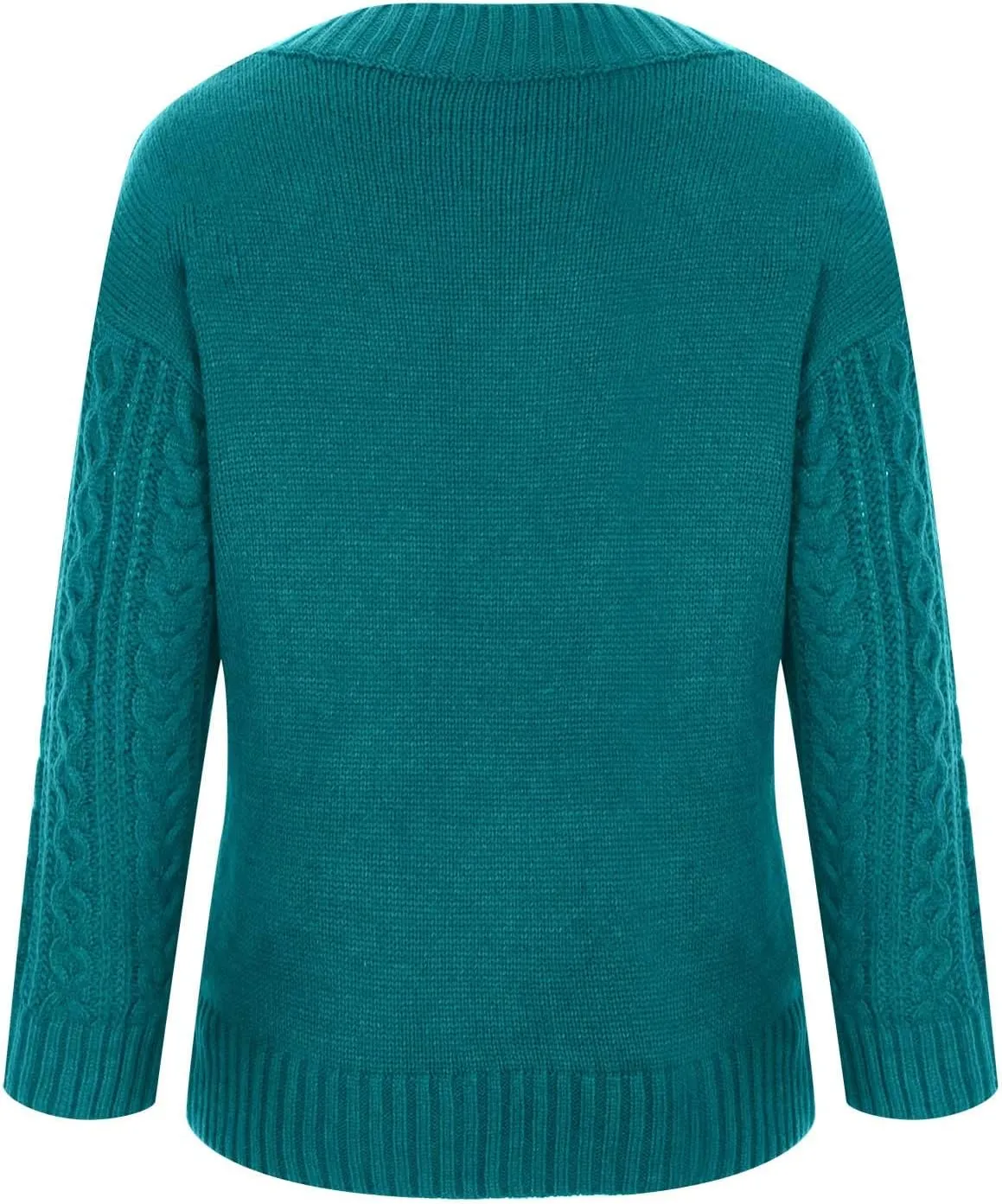 Women Cable Knitted Sweaters 2023 Fall V Neck Chunky Ribbed Sweaters Oversized Pullover Jumper Tops Fashion Outfits