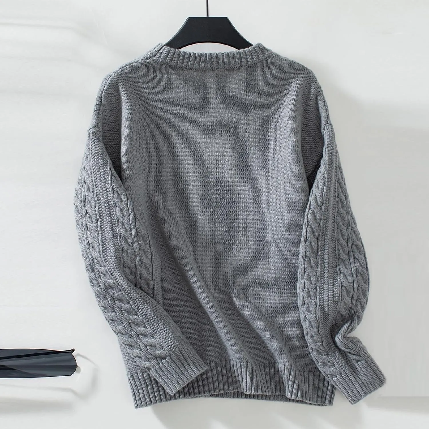 Women Cable Knitted Sweaters Oversized Mock Neck Sweaters Comfy Solid Soft Long Sleeve Pullover Chunky Knit Sweaters