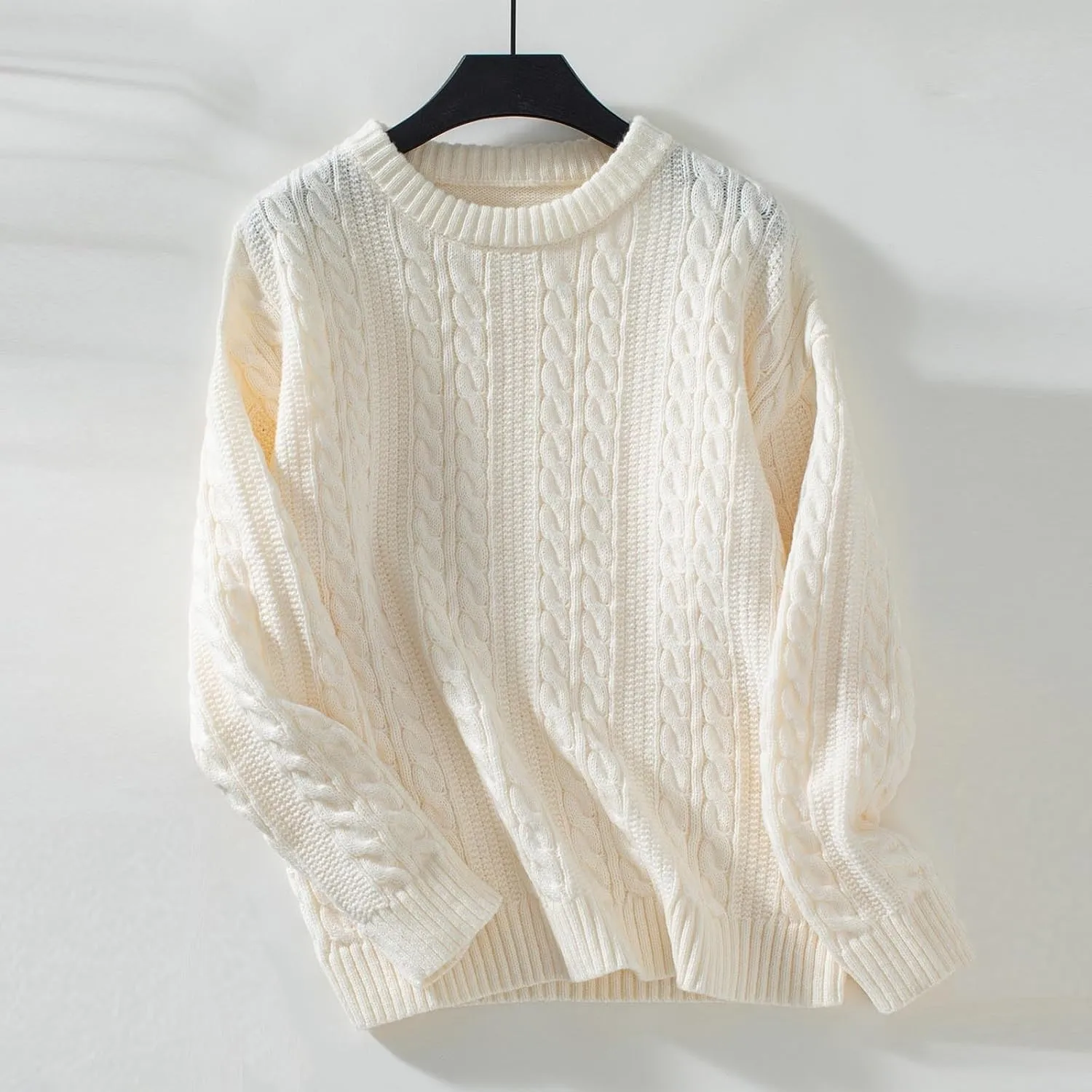 Women Cable Knitted Sweaters Oversized Mock Neck Sweaters Comfy Solid Soft Long Sleeve Pullover Chunky Knit Sweaters